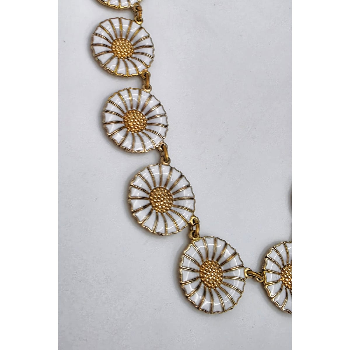 Anton Michelsen Denmark Sterling Enamel Marguerite Daisy Necklace 1940s, alternate product view 4