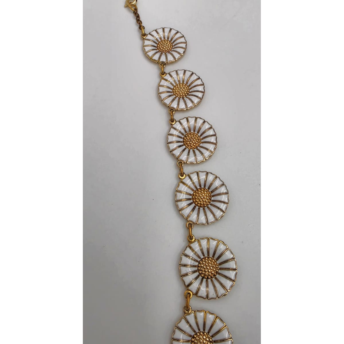 Anton Michelsen Denmark Sterling Enamel Marguerite Daisy Necklace 1940s, alternate product view 5