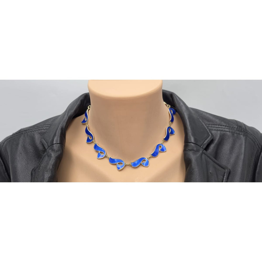 Ivar Holth Norway Sterling Enamel Retro Modernist RARE Necklace 1940&