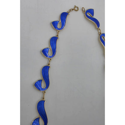 Ivar Holth Norway Sterling Enamel Retro Modernist RARE Necklace 1940&