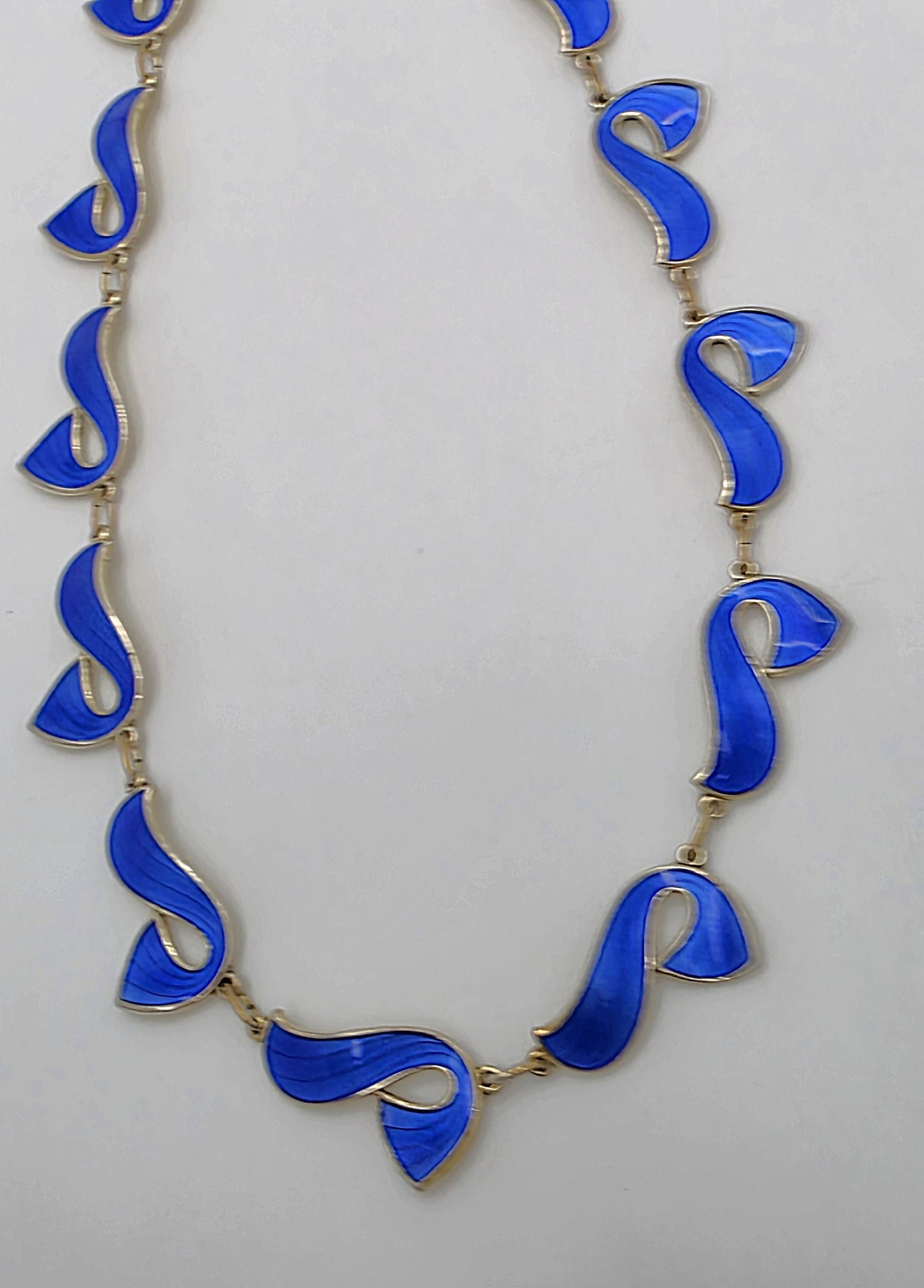 Ivar Holth Norge Sterling Emalje Retro Modernist SJELDENT XL Halskjede 1950-tallet