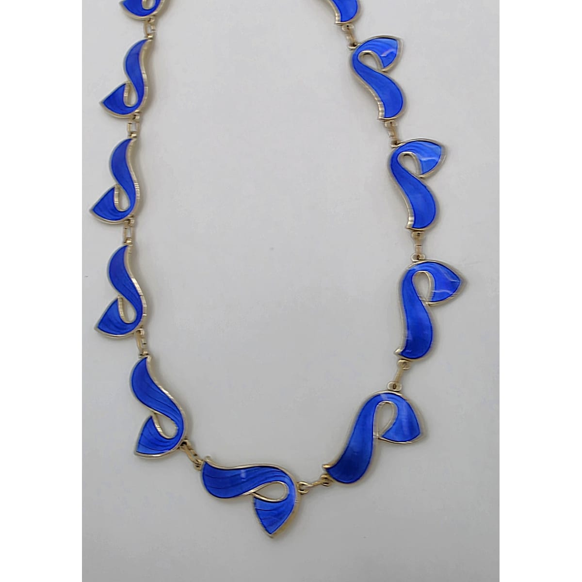 Ivar Holth Norway Sterling Enamel Retro Modernist RARE Necklace 1940&