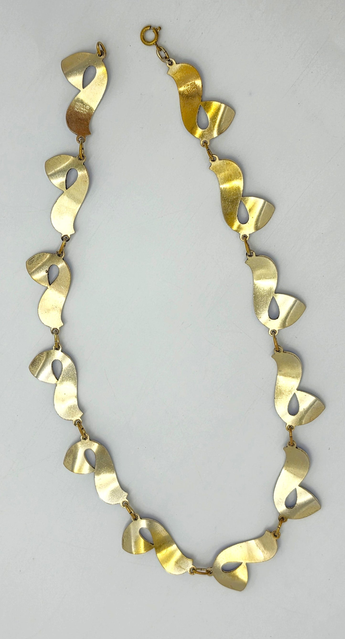 Ivar Holth Norge Sterling Emalje Retro Modernist SJELDENT XL Halskjede 1950-tallet