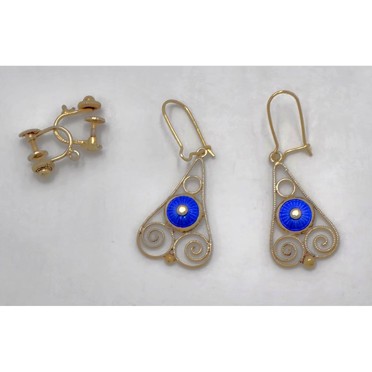 Rare Aksel Holmsen Norway Sterling Guilloche Enamel Earrings Circa 1920/30s, alternate product view 3