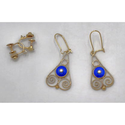 Rare Aksel Holmsen Norway Sterling Guilloche Enamel Earrings Circa 1920/30s, alternate product view 3