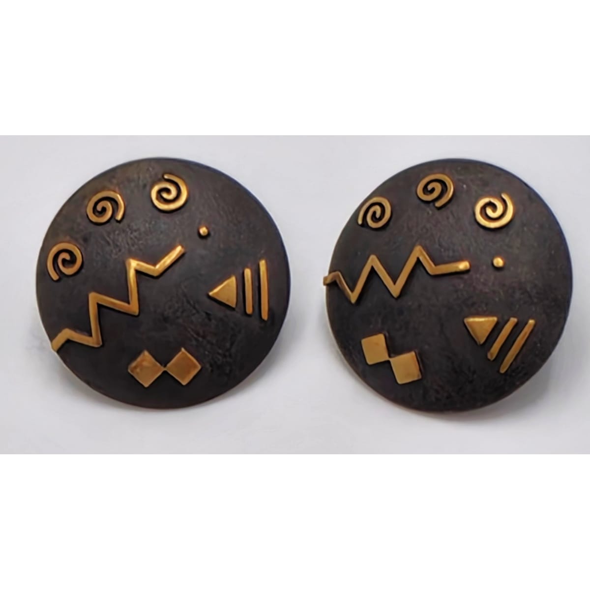 Cathleen Bunt Sterling 14K 24K Gold Memphis Style Modernist Earrings C 1980s