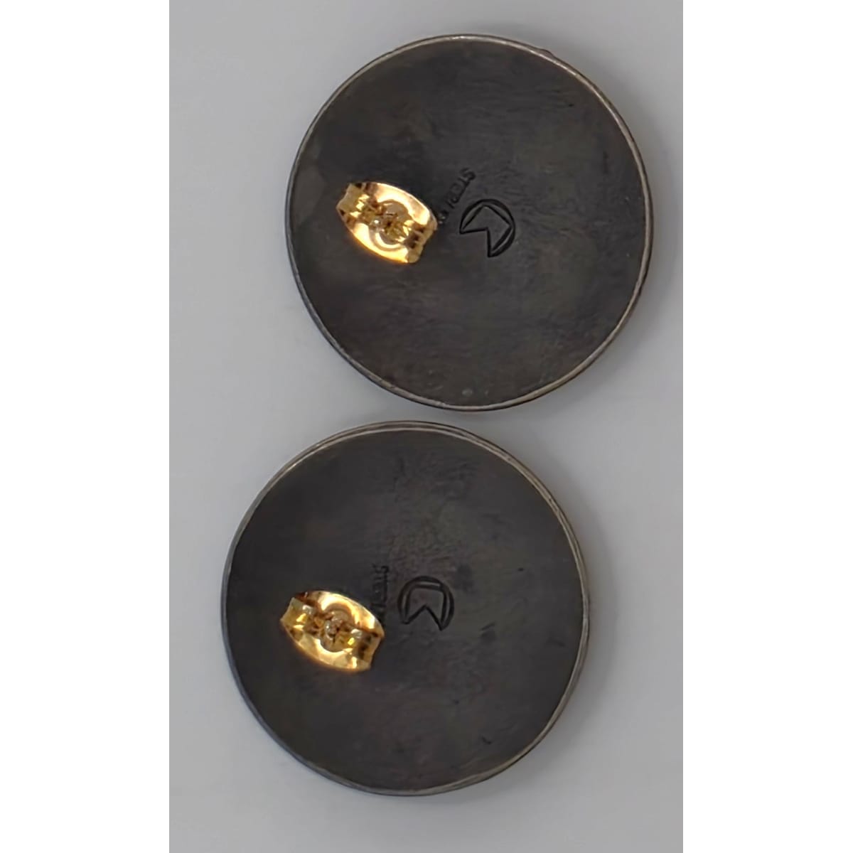 Cathleen Bunt Sterling 14K 24K Gold Memphis Style Modernist Earrings C 1980s, alternate product view 5