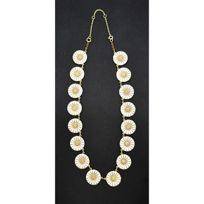 Anton Michelsen Denmark Sterling Enamel Marguerite Daisy Necklace 1940s