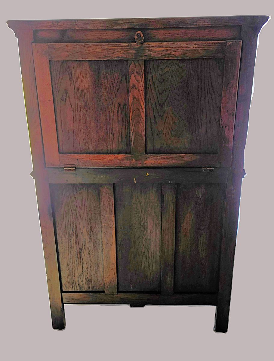 19th Century Flemish Oak &amp; Iron Neo-Renaissance/Gothic Revival Vestry Cabinet