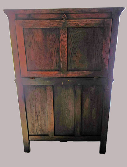 19th Century Flemish Oak &amp; Iron Neo-Renaissance/Gothic Revival Vestry Cabinet