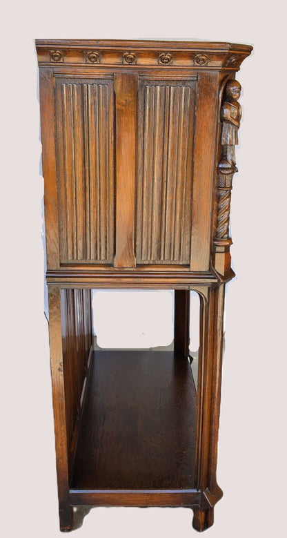 19th Century Flemish Oak &amp; Iron Neo-Renaissance/Gothic Revival Vestry Cabinet