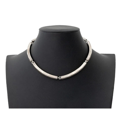 Hans Hansen Denmark modernist sterling silver enamel Necklace 1970s, view 1 of 9