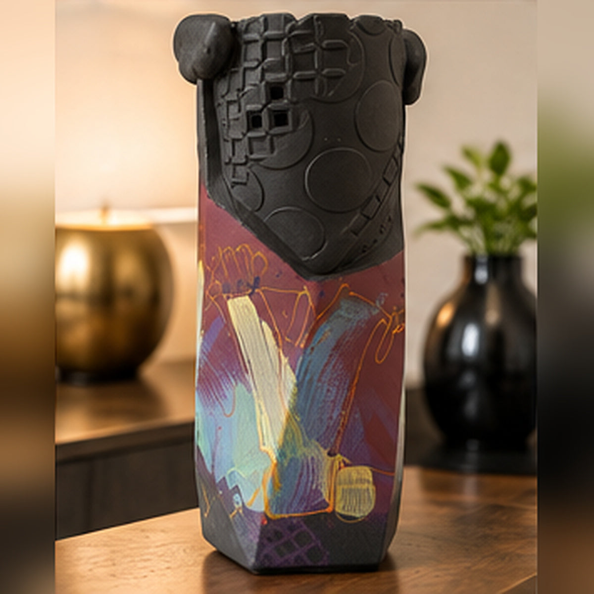 Michael Kifer Monumental 16" Postmodern Abstract Sculptural Studio Pottery Vase
