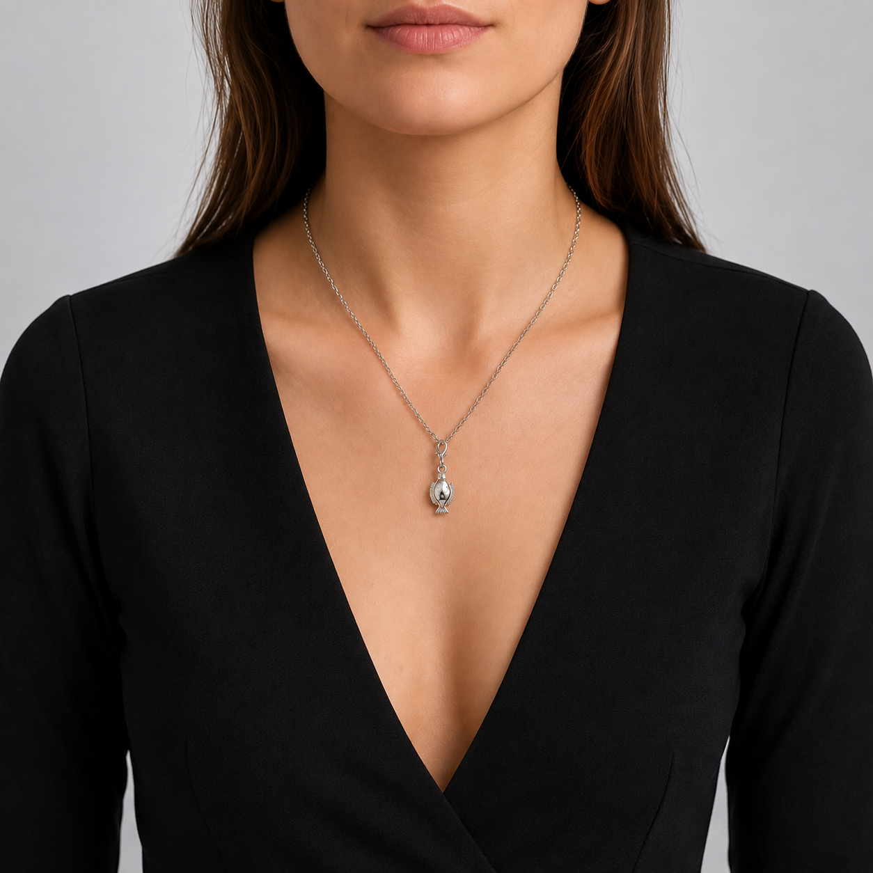 Collana 3D a Forma di Pesce Palla in Argento Sterling Georg Jensen Danimarca Fuori Produzione IOB 