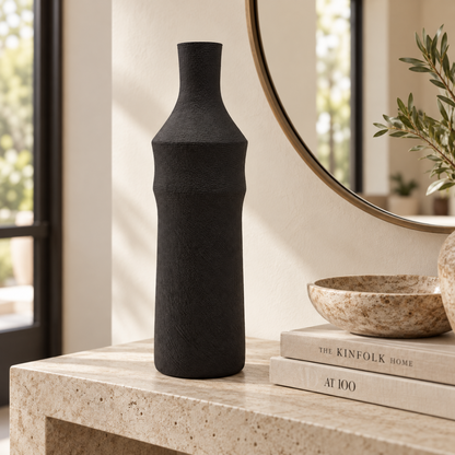 Mirena Kim Studio Ceramic Matte Black &amp; Cream Tall Vase