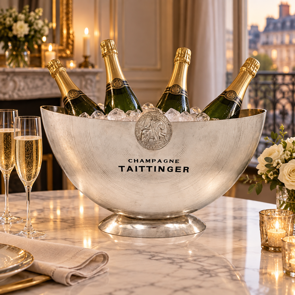 Taittinger France Barware Rare Taittinger DBL Magnum Pewter Champagne Cooler by Orfevrerie 