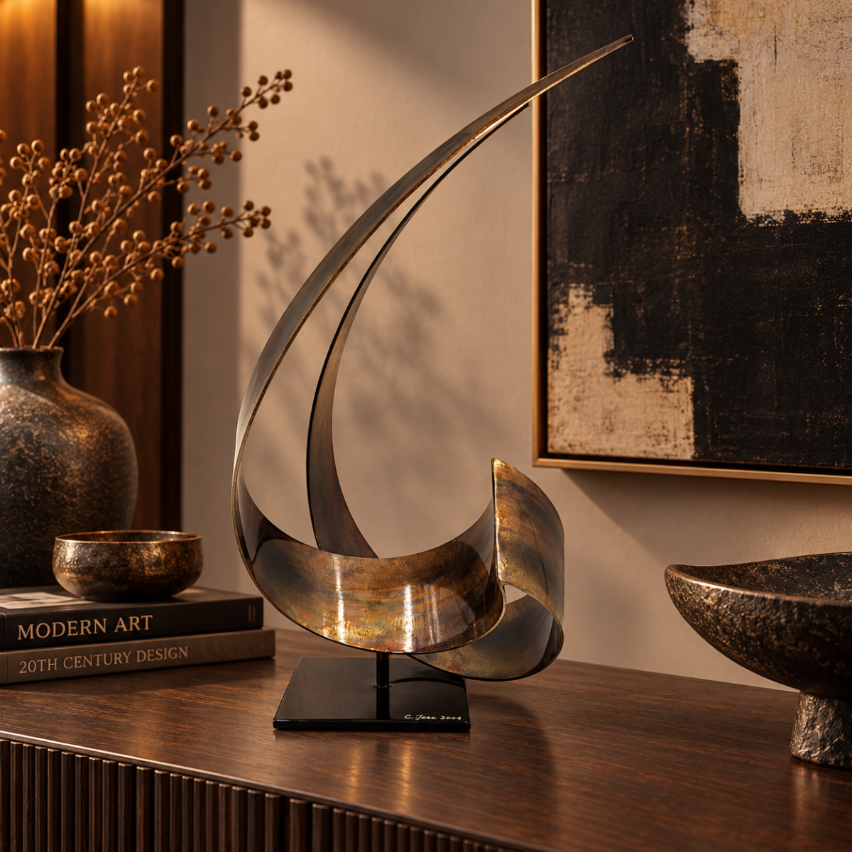 C Jere Sculpture Superb Curtis Jere Abstract Modernist Lacquered Steel Sculpture Circa 2004