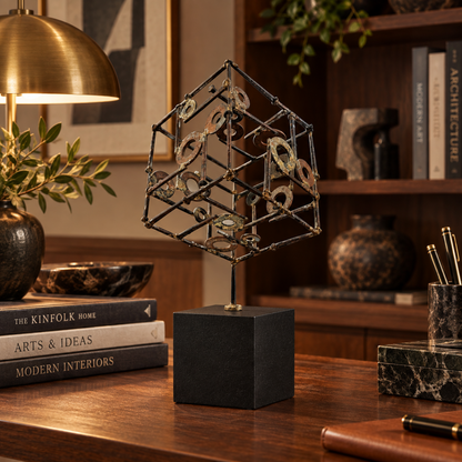 Sculpture Sculpture Abstract Constructivism Nails and Washers 3-D Cube Sculpture Circa 1960s