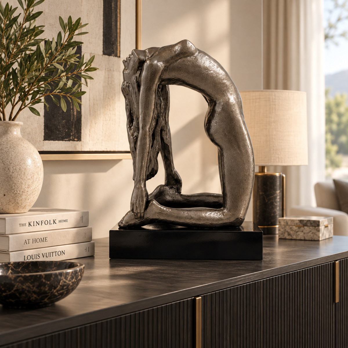 Austin Productions Sculpture Restored Austin Productions Durastone Sculpture "Rebirth" Signed Renard 1980