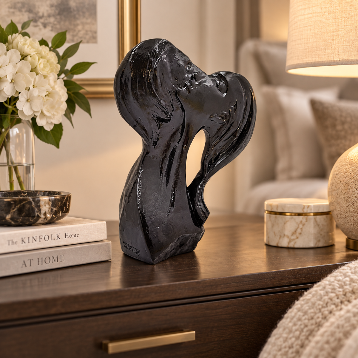 Austin Productions Sculpture Restored Austin Prod Large Sculpture "Faces of Love" Signed Fisher C. 1980
