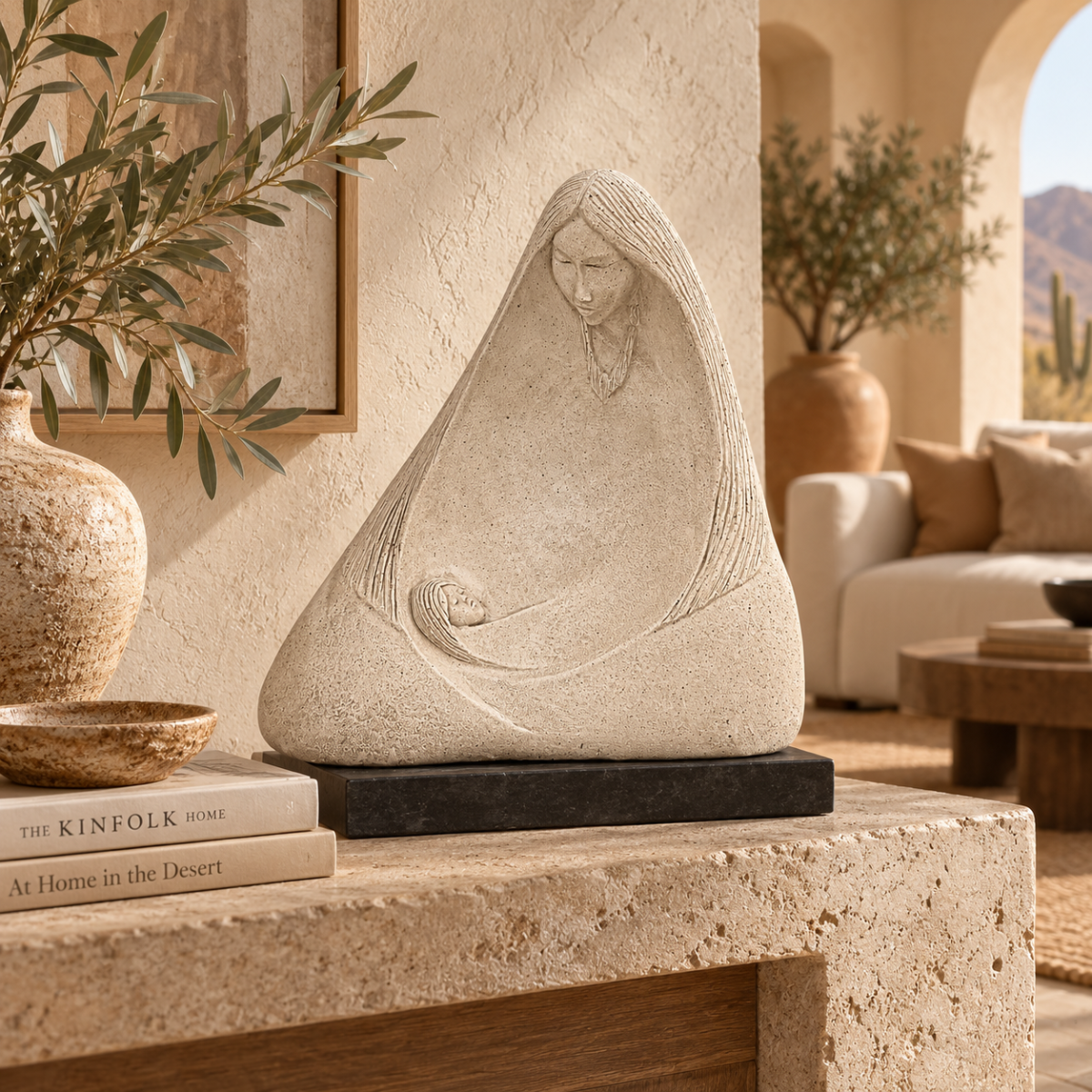 Austin Productions Sculpture Large Austin Productions Acoma Series La Madre Ceramic Sculpture Circa 1983