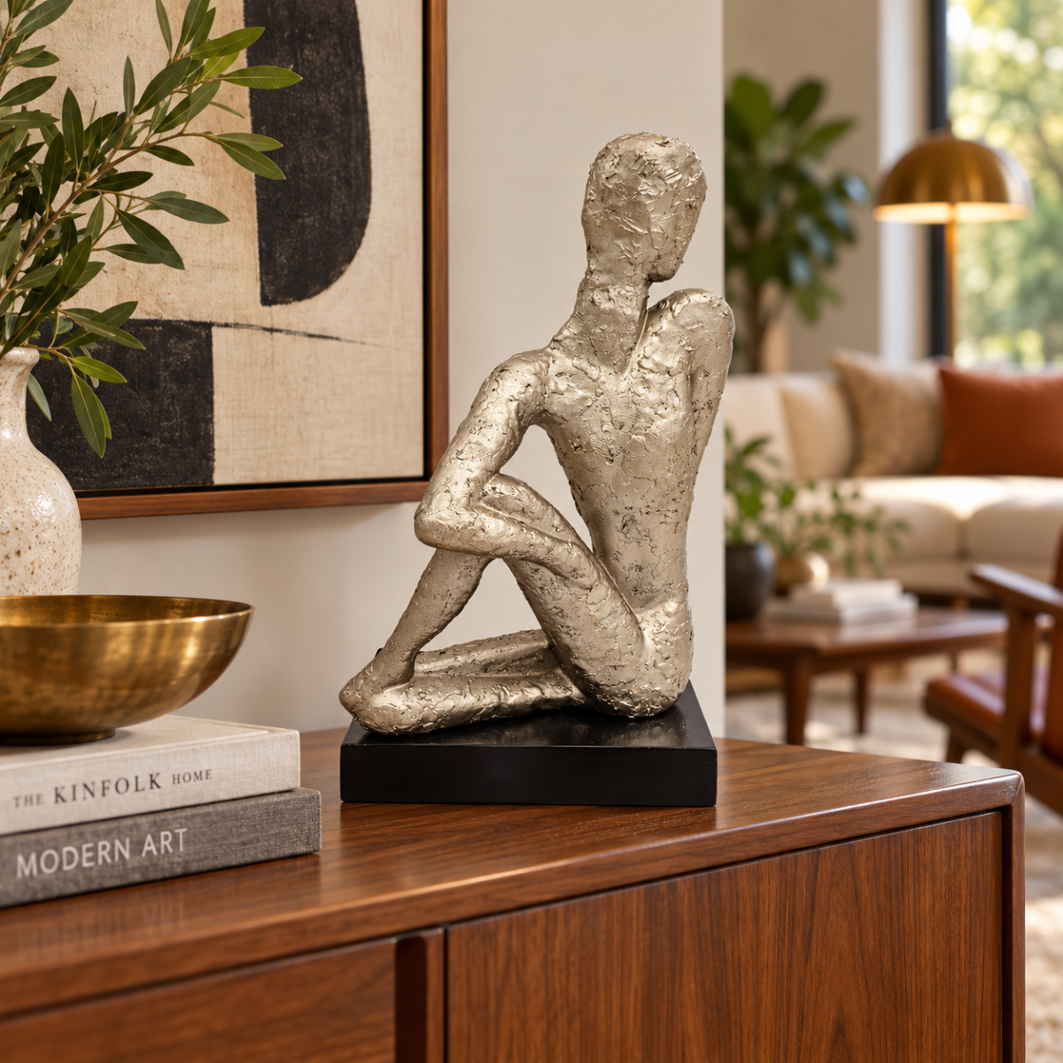 Restored Jaru California Modernist Androgynous Figurative Textured Sculpture — 1986