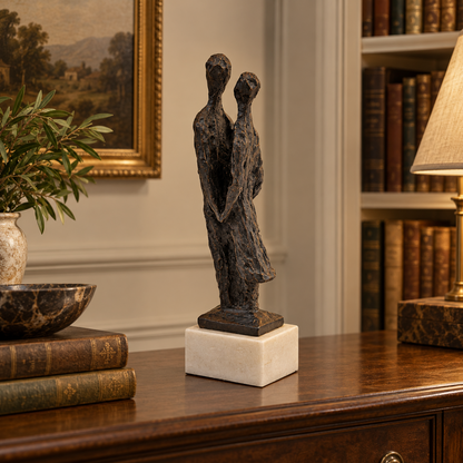 Mari Andriessen Signed Bronze Couple Sculpture Marble Base Dutch Modernist