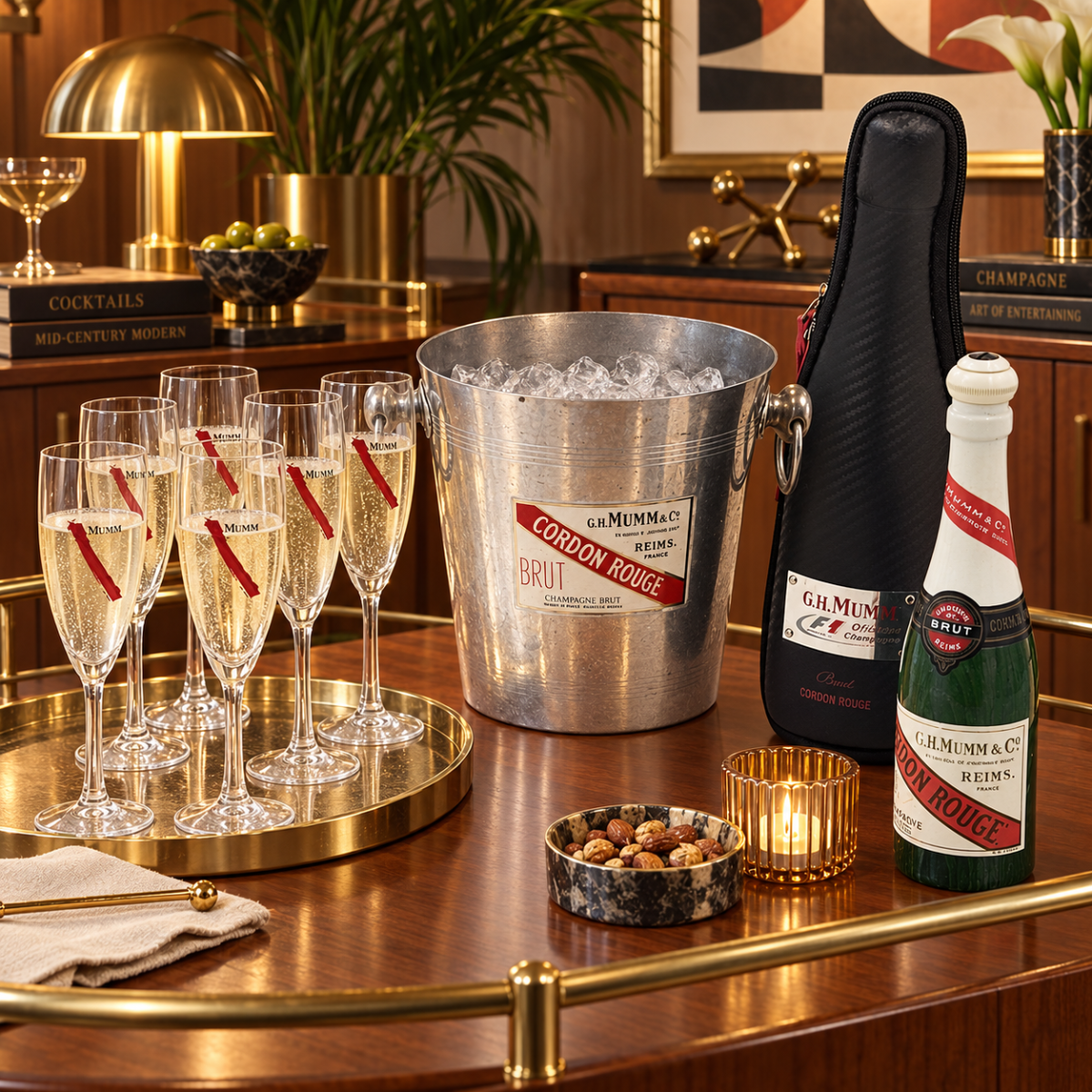 Mumm Champagne Barware MCM Mumm Champagne Ice Bucket Glassware &amp; More Lot 1