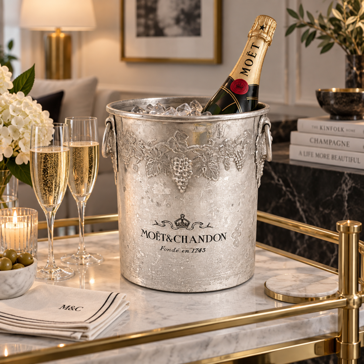 Moet Chandon France Etain Pewter Single Magnum Champagne Cooler 1970/80s