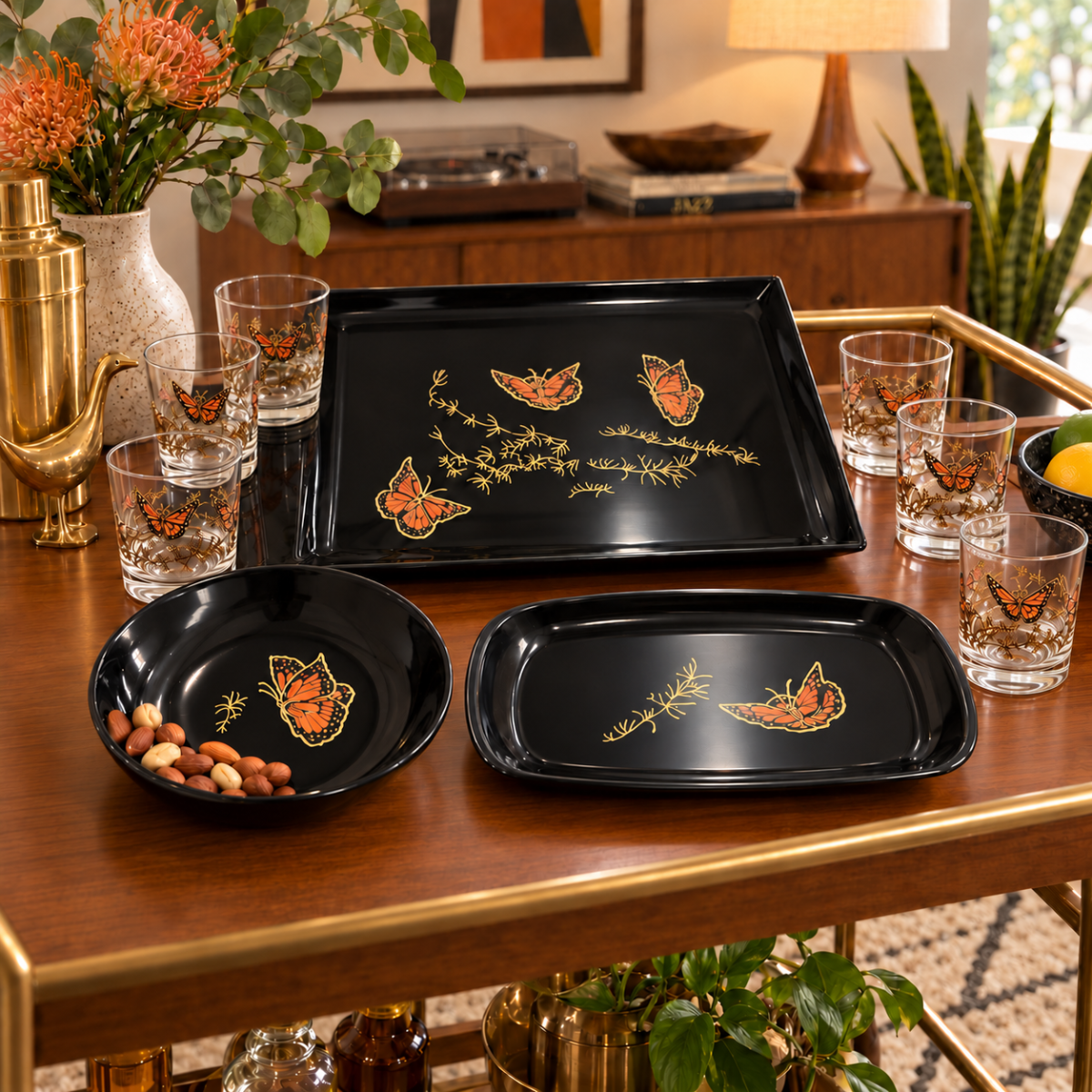 Couroc Serveware Couroc Melamine Butterfly Server Set 