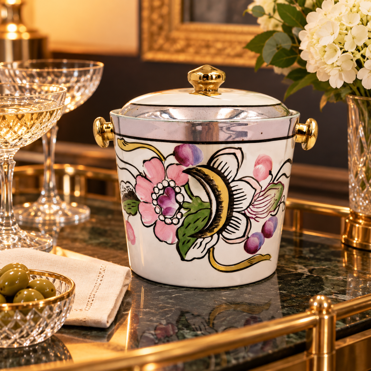 Japan Barware Vintage Japanese Porcelain Ice Bucket