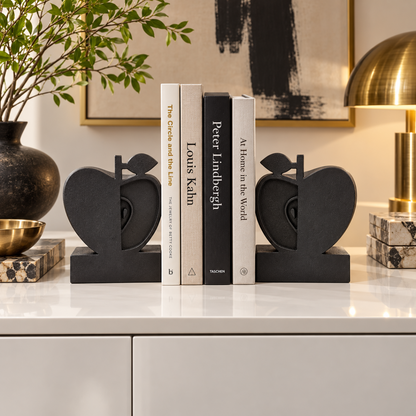 Jonathan Adler Bookends Fully Restored Jonathan Adler Happy Chic Apple Bookends in Textured Black
