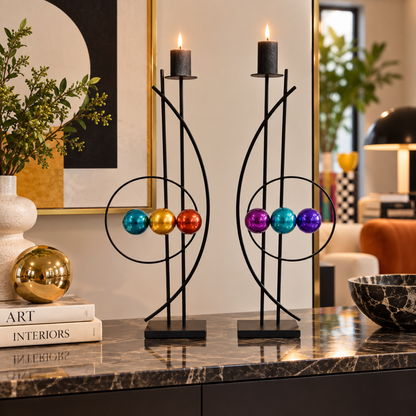 Rick Martin Clock Rick Martin Abstract Modernist Pop Art Memphis Style Bold Candle Holders