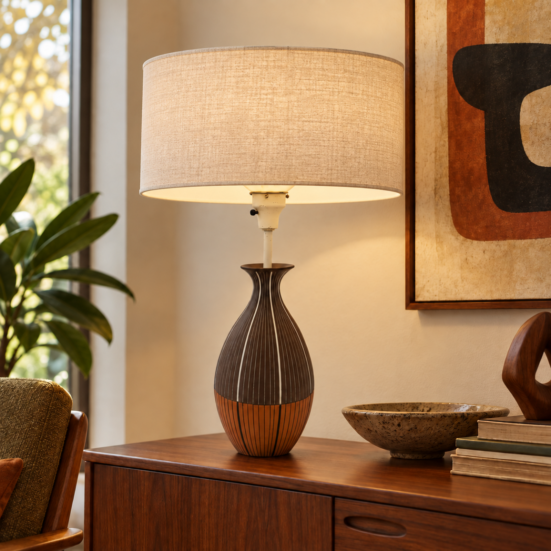 Ugo Zaccagnini Italy for Raymor Bitossi Lighting MCM Ugo Zaccagnini Italy Raymor Bitossi Ceramic Table Lamp 