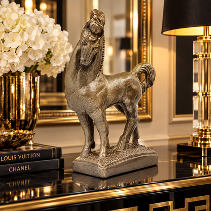 Jaru California Ceramic Greek Revival Roman Stallion Horse Sculpture Circa 1970s