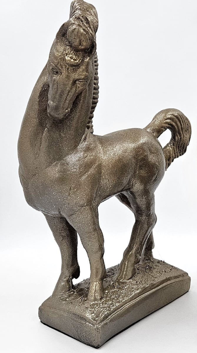 Jaru California Ceramic Greek Revival Roman Stallion Horse Sculpture Circa 1970s