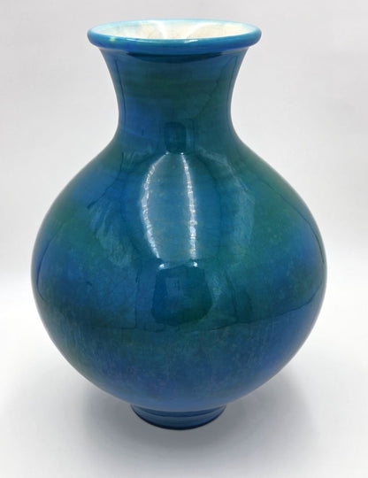 Mancioli for Raymor – Italian Mid-Century Modern Blue-Green Crackle Glaze Ceramic Vase