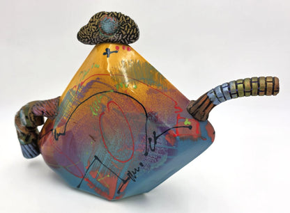 Michael Kifer Postmodern Abstract Teapot Ceramic Art Sculpture 13.5" Signed