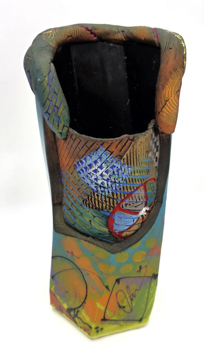 Rare Michael Kifer Monumental 15" Postmodern Abstract Vase Signed Dated 2004