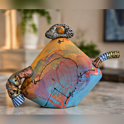 Michael Kifer Postmodern Abstract Teapot Ceramic Art Sculpture 13.5" Signed