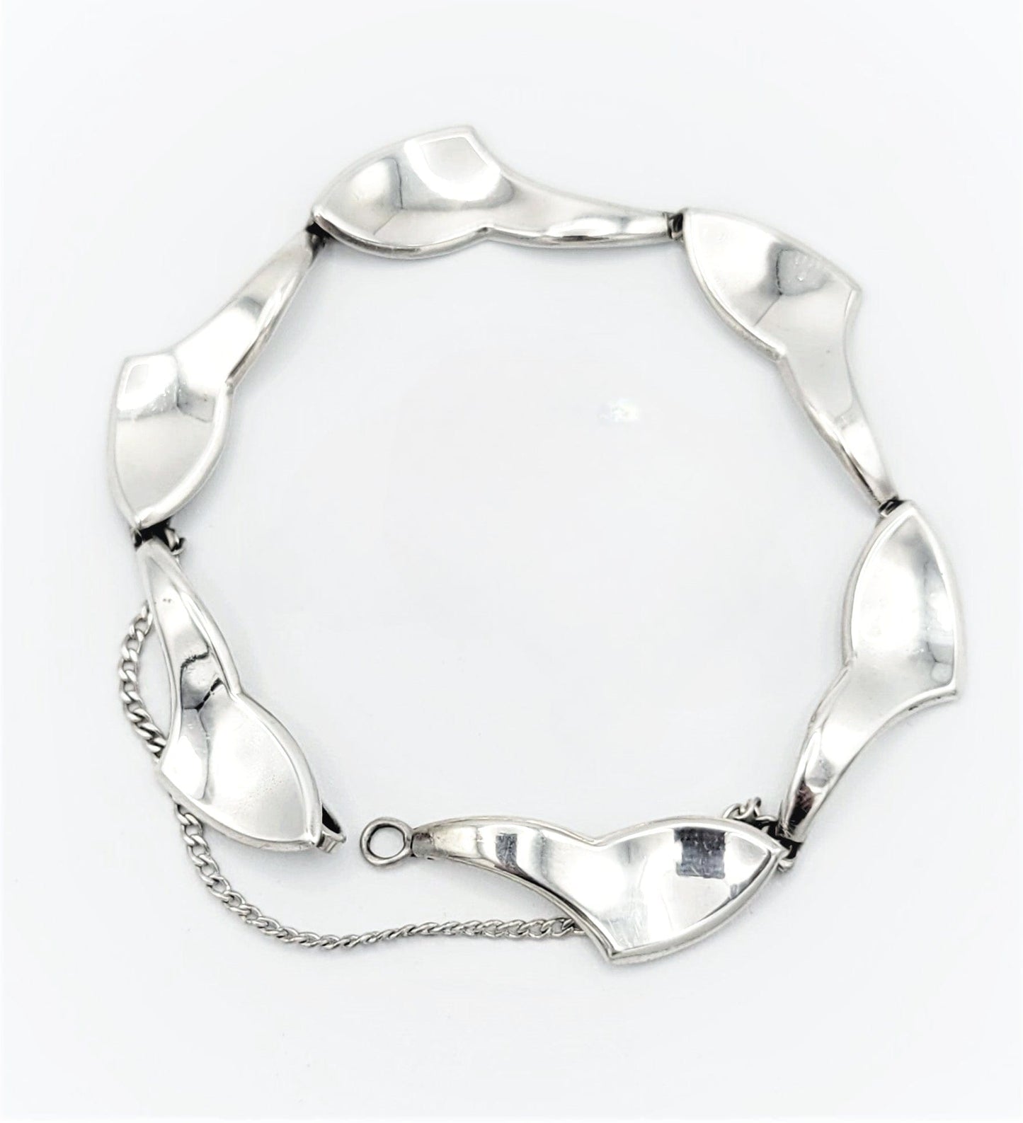 A & K Denmark Jewelry Aarre & Krogh Denmark Sterling Silver Mid Century Modernist Bracelet Circa 1960s