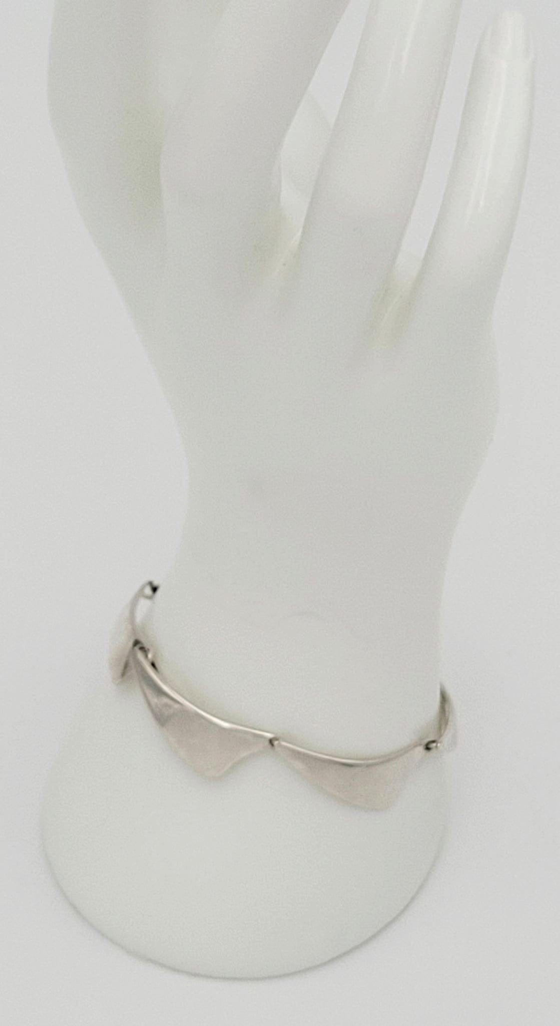 A & K Denmark Jewelry Aarre & Krogh Denmark Sterling Silver Mid Century Modernist Bracelet Circa 1960s