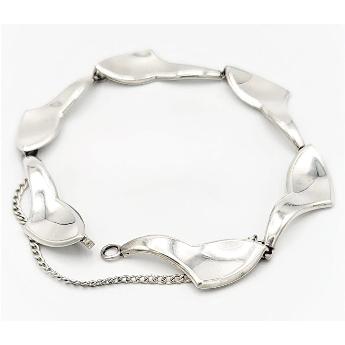 A &amp; K Denmark Jewelry Aarre &amp; Krogh Denmark Sterling Silver Mid Century Modernist Bracelet Circa 1960s