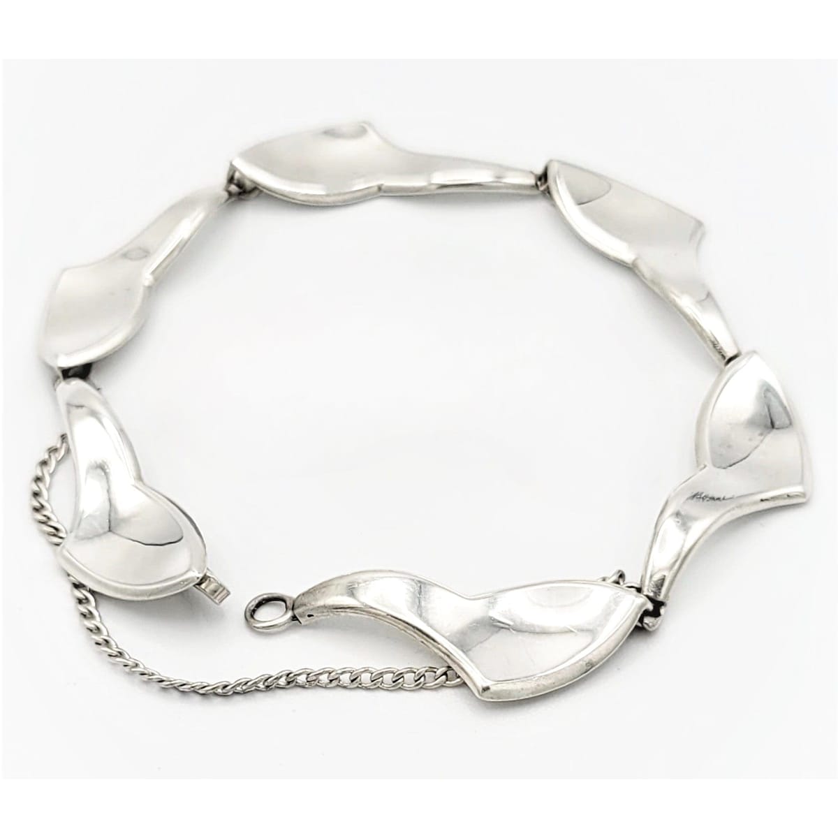 A &amp; K Denmark Jewelry Aarre &amp; Krogh Denmark Sterling Silver Mid Century Modernist Bracelet Circa 1960s