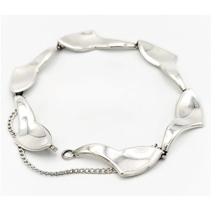 A &amp; K Denmark Jewelry Aarre &amp; Krogh Denmark Sterling Silver Mid Century Modernist Bracelet Circa 1960s