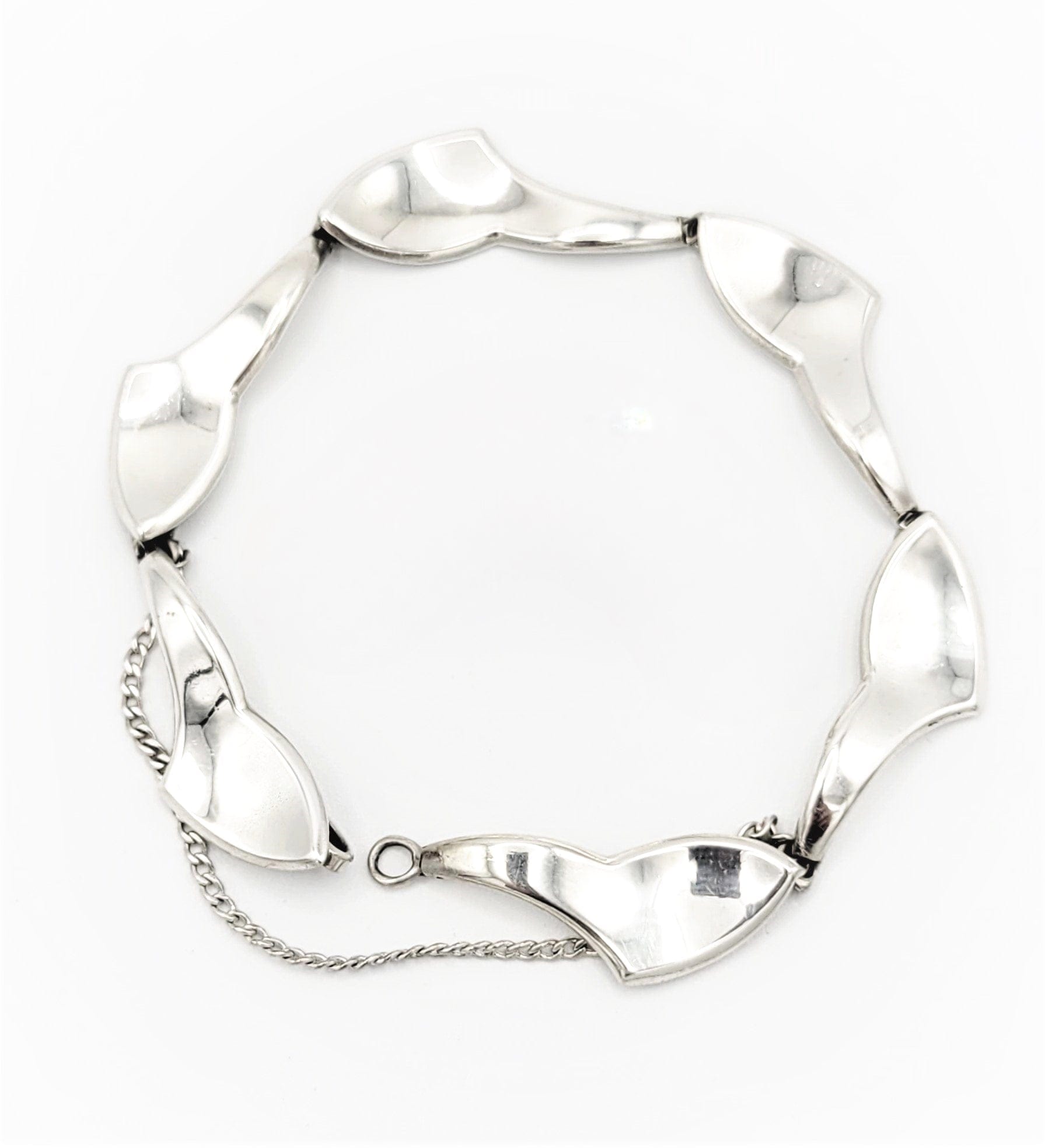 A & K Denmark Jewelry Aarre & Krogh Denmark Sterling Silver Mid Century Modernist Bracelet Circa 1960s