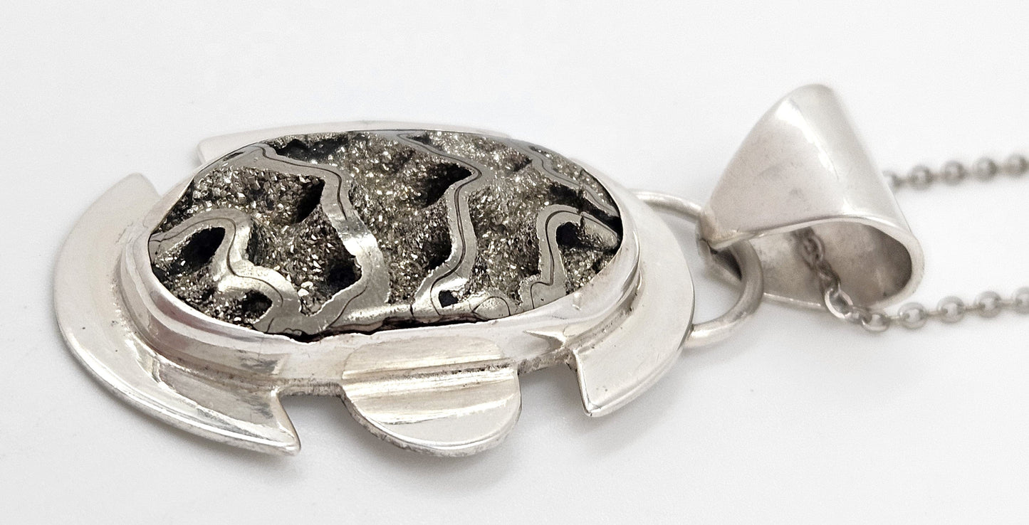 Adam Neeley Jewelry Adam Neeley Sterling Silver Abstract Modernist Pendant Necklace Circa 2000s