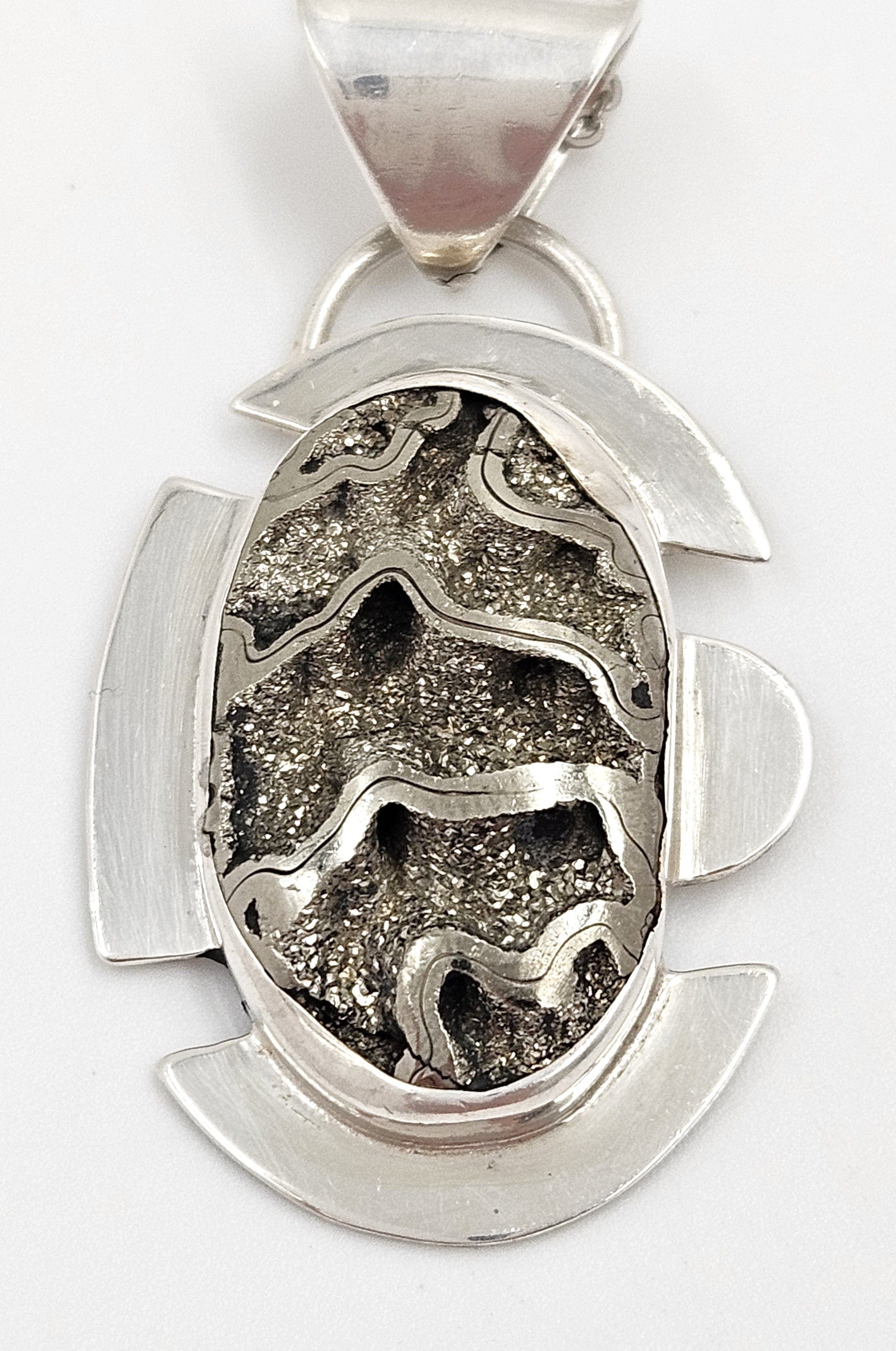 Adam Neeley Jewelry Adam Neeley Sterling Silver Abstract Modernist Pendant Necklace Circa 2000s