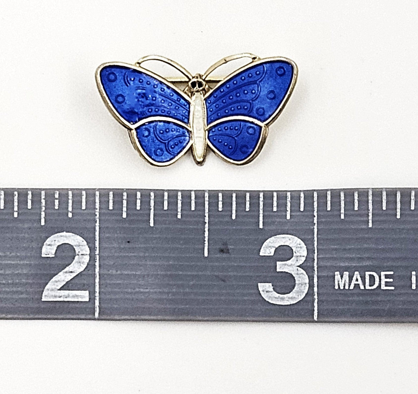 Aksel Holmsen Jewelry Aksel Holmsen Norway Gilt Sterling Blue Enamel Butterfly Lapel Pin 1940s/50s