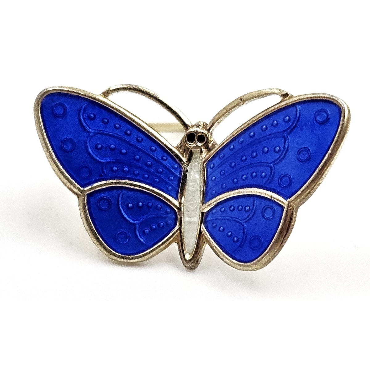 Aksel Holmsen Jewelry Aksel Holmsen Norway Gilt Sterling Blue Enamel Butterfly Lapel Pin 1940s/50s